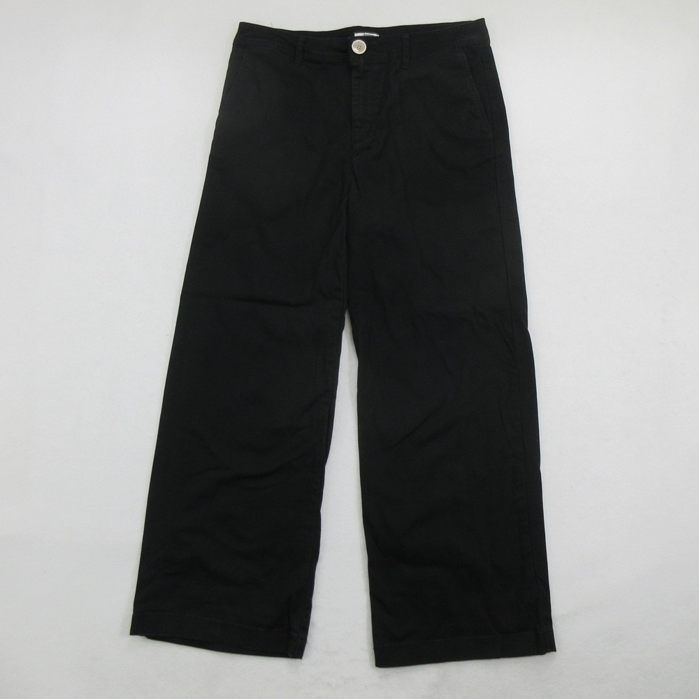 J. Jill Women 8 Tall Pants Black Cotton Stretch Wide Leg Chino Trousers